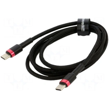 Cable | USB C plug,both sides | 1m | black | texti