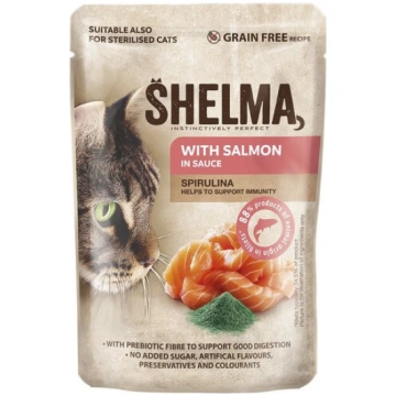 Mitrā kaķu barība Shelma ar lasi un spirulīnu, 85 