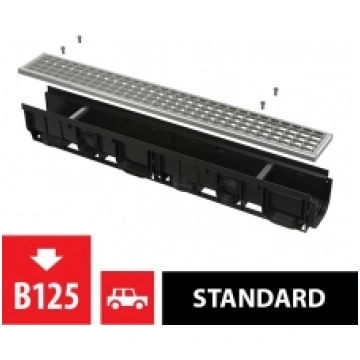 Drenāžas kanāls 100mm B125, plastikas rāmis, cinko
