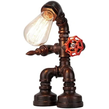 Steampunk galda lampa industriāla ūdens caurule gu