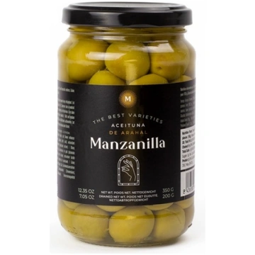 Zaļās olīvas Manzanilla ar kauliņiem, 350g/200g 60