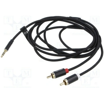 Cable; Jack 3.5mm 3pin plug,RCA plug x2; 2m; texti