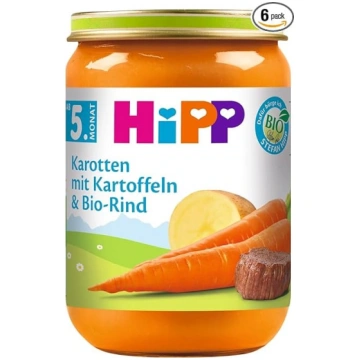 HiPP Burkāni ar kartupeļiem un bioloģisko liellopu