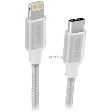 SBS Silver Metal Braided USB-C - Lightning sudraba