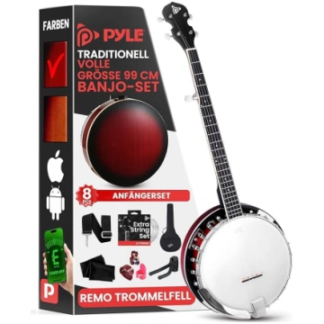 Pyle Banjolele 5 stīgas, banjo instrumentu komplek