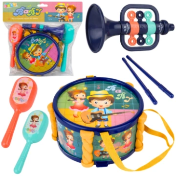 Musikinstrumenten-Set für Kinder: Trommel, Trompet