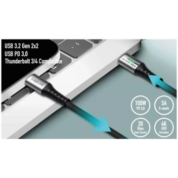 LogiLink USB 3.2 Gen2x2 Type-C C/M do C/M LED 1m s