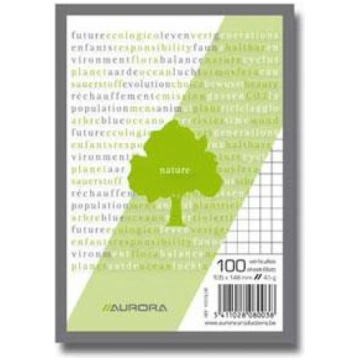 Bloknots AURORA A6/100 lapas rūtiņu no pārstrādāta