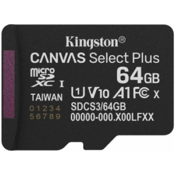 Atmiņas karte Kingston MicroSDXC 64GB Canvas Selec