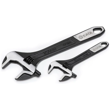 Extra-wide jaw adjustable wrench set (2pcs)