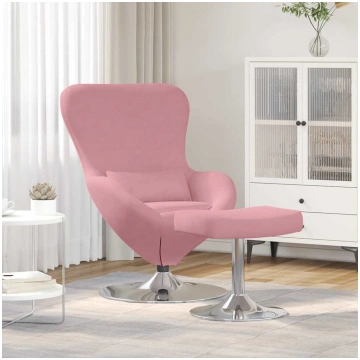 Olas Krēsls Ar Pufu Rozā Samts Vidaxl 872115887214