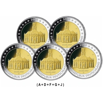 Germany 2 Euro 2009 - Saarland (All 5 mints, A D F