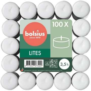 Tējas sveces 100gab. baltas (37297600) BOLSIUS