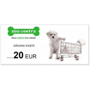 Dāvanu karte 20 EUR vērtībā pirkumiem Zoocentrs ve