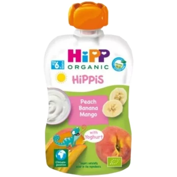 HIPP Persiku, Banānu, Mango (6m+) biezenis, 100 g