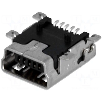 Socket | USB B mini | on PCBs | SMT | PIN: 5 | hor