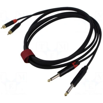Cable | Jack 6,3mm plug x2,RCA plug x2 | 3m | blac