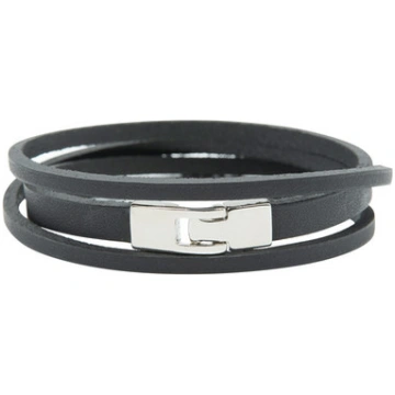 Slim T-Bar Silver Hook Clasp Double Wrap Slit Brac