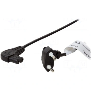 Cable | CEE 7/16 (C) plug angled,IEC C7 female ang