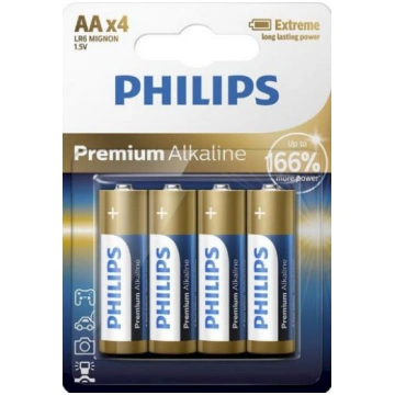 PHILIPS AA LR6 Premium Alkaline Batteries 1.5V, 4-