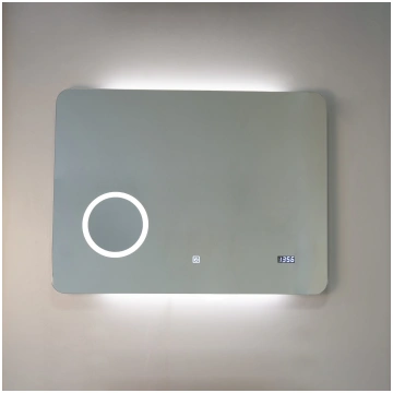 80×60 cm LED spogulis ar digitālo pulksteni, palie