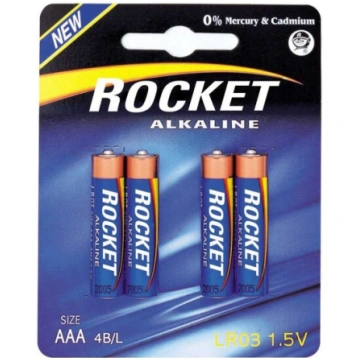 Baterijas Rocket Alkaline AAA, 4 gab