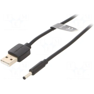 Cable | USB A plug,DC 3,5/1,35 plug | black | 1.5m