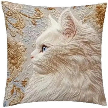 VIKAMA Golden Lion Cat Square Cushion Cover Bedroo