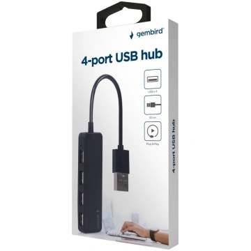 USB Centrmezgls Gembird 4-port USB hub Black | UHB