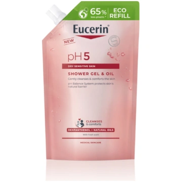 EUCERIN pH5 dušas želeja&eļļa uzpildes iepakojums 