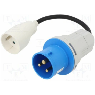 Transition: adapter; male/female; 16A; 230VAC; IEC