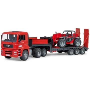 bruder 02774 Man TGA Low Loader ar Manitou telesko