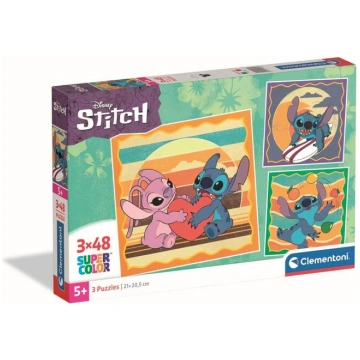 CLEMENTONI puzle Disney Stitch, 3x48 gab., 25062 C