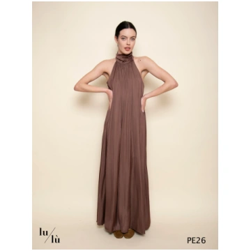 Thao - Abito lungo con scollo all’americana - Moka