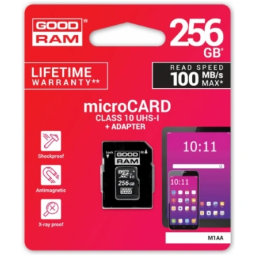GOODRAM microSD card 256GB CL10 UHS I + adapter ( 