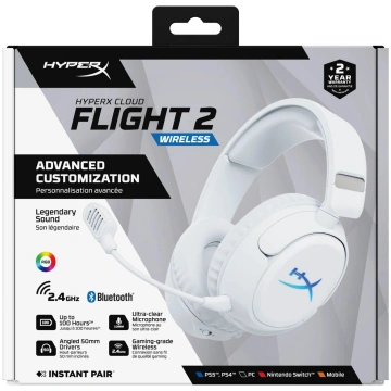 HyperX Cloud Flight 2 bezvadu spēļu austiņas, ap a