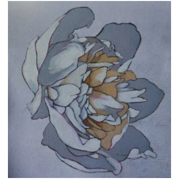 Glezna, Peonija, audekls/eļļa, 20x20cm, 2023.gads,