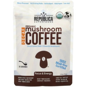 La Republica, Organic Mushroom Coffee, Decaf Insta