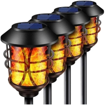 SOLARBABY 4 Pack Flickering Flame Solar Lamp Outdo