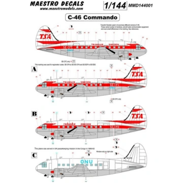 C-46 Commando decal TransAir Maestro Models