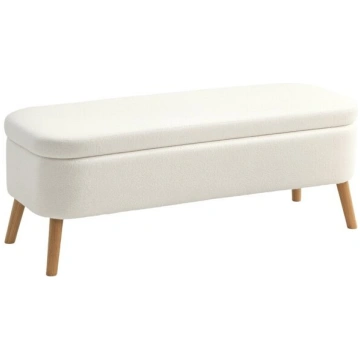 Sēžamais pufs ar lādi, 65 L, koksne, flīss, 120x42