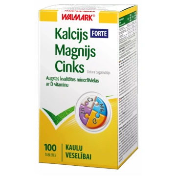 WALMARK KALCIJS-MAGNIJS-CINKS Forte tabletes, 100 