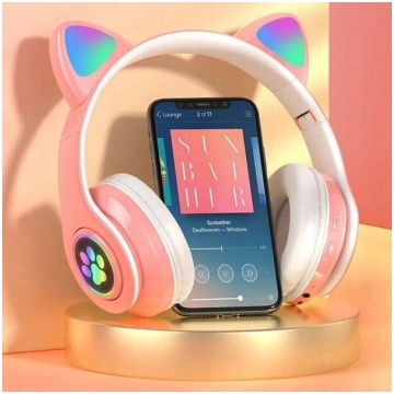 Bezvadu Bluetooth austiņas "Cat ears" ar LED apgai