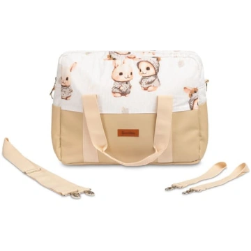 Sensillo STROLLER BAG ECO LEATHER BEIGE BUNNIES AR