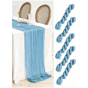 Light Blue Pleated Table Runner, Folding Tableclot