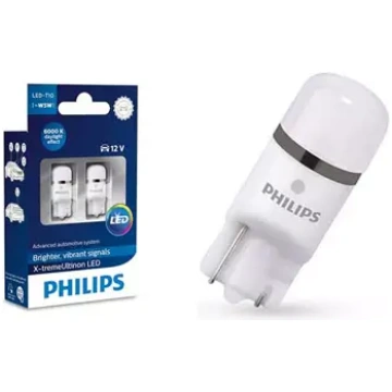 LED spuldžu pāris PHILIPS T10 6000K