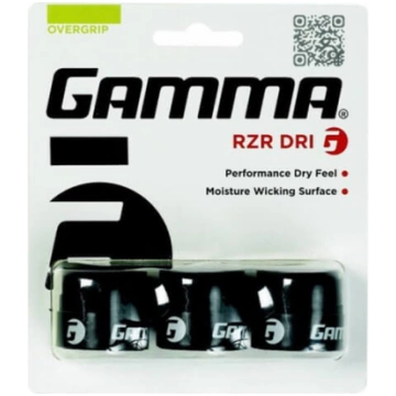 Tenisa OVERGRIPS Gamma RZR DRI, 3 GAB., melns