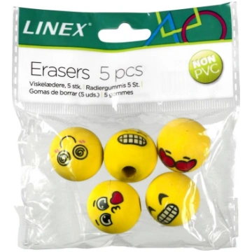 Linex Gumki na olowek LINEX EMOJI opakowanie 5szt 