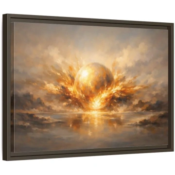 Science Fiction Glowing Orb Golden Energy - Framed