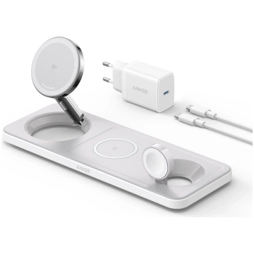 Anker MagGo Universāls Balts USB Bezvadu Lādētājs 